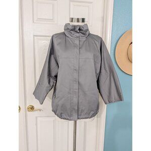 Calvin Klein Women's Jacket Mock Neck Hidden Hoodie Dolman Sleeve Gray  Sz M